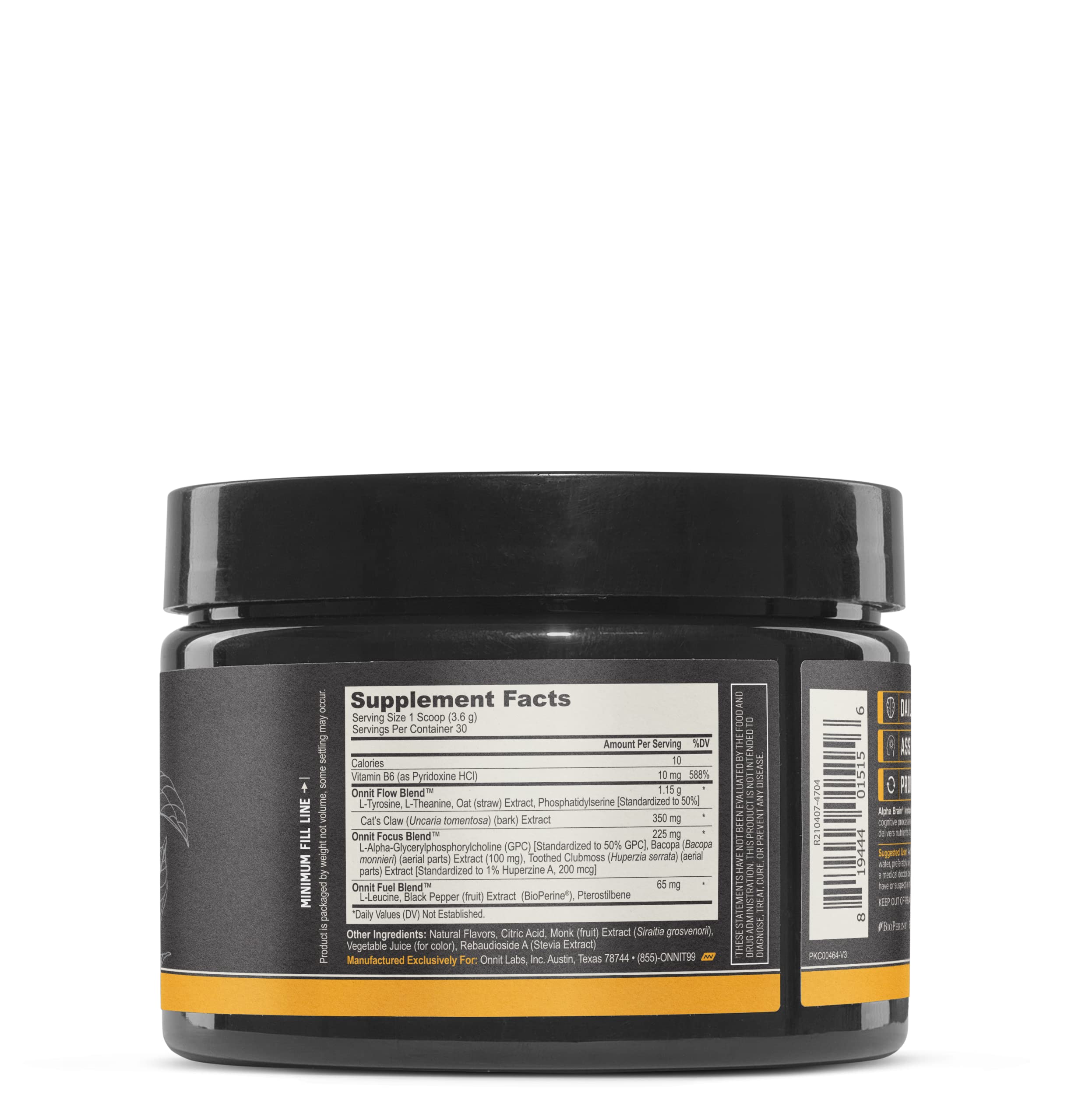 Foto 3 | Suplemento Onnit Alpha Brain Instant Peach Tub - Venta Internacional.