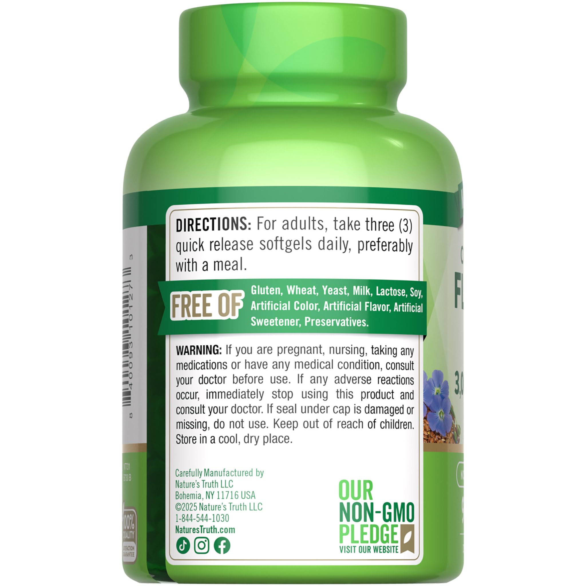 Foto 7 | Cápsulas Blandas De Aceite De Linaza Supplement Nature's Truth, 90 Unidades - Venta Internacional.