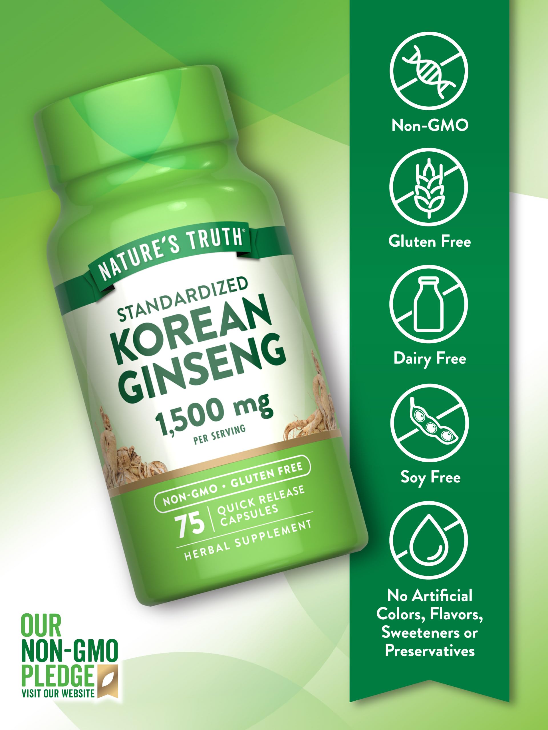 Foto 4 pulgar | Suplemento Nature's Truth, Cápsulas De Ginseng Coreano, 75 Unidades - Venta Internacional.