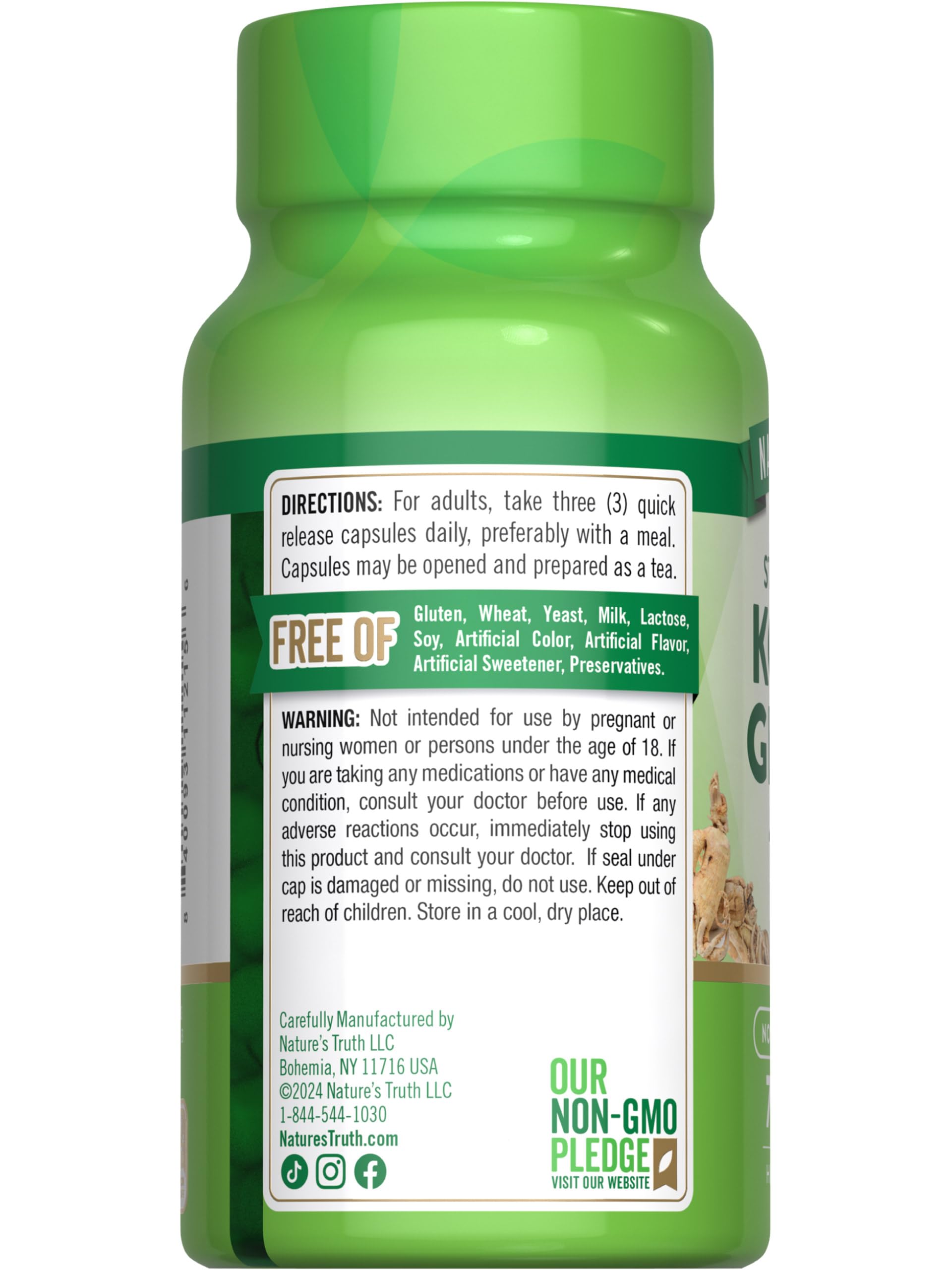 Foto 7 | Suplemento Nature's Truth, Cápsulas De Ginseng Coreano, 75 Unidades - Venta Internacional.