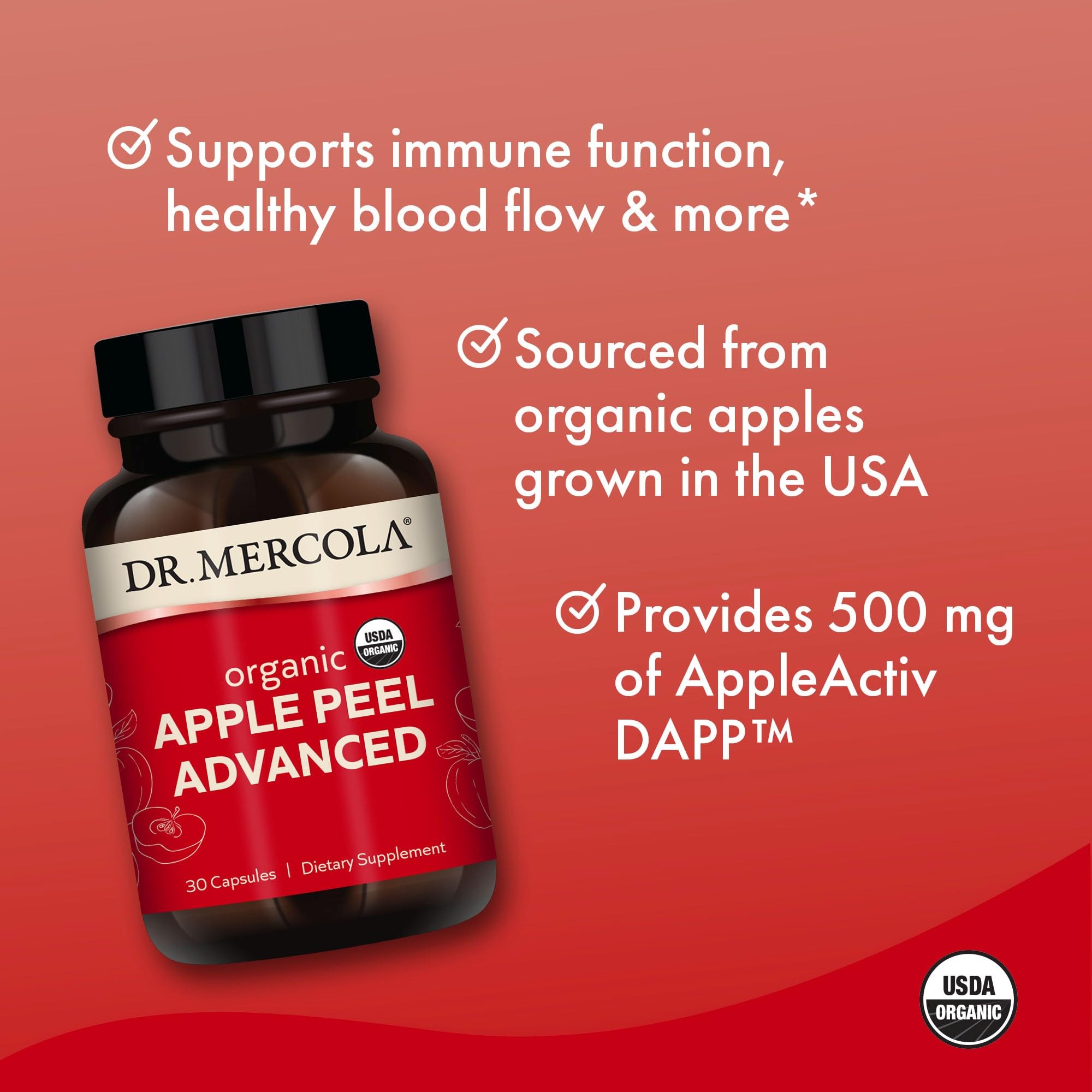Foto 4 pulgar | Suplemento Dr. Mercola Organic Apple Peel Advanced 30 Cápsulas - Venta Internacional.