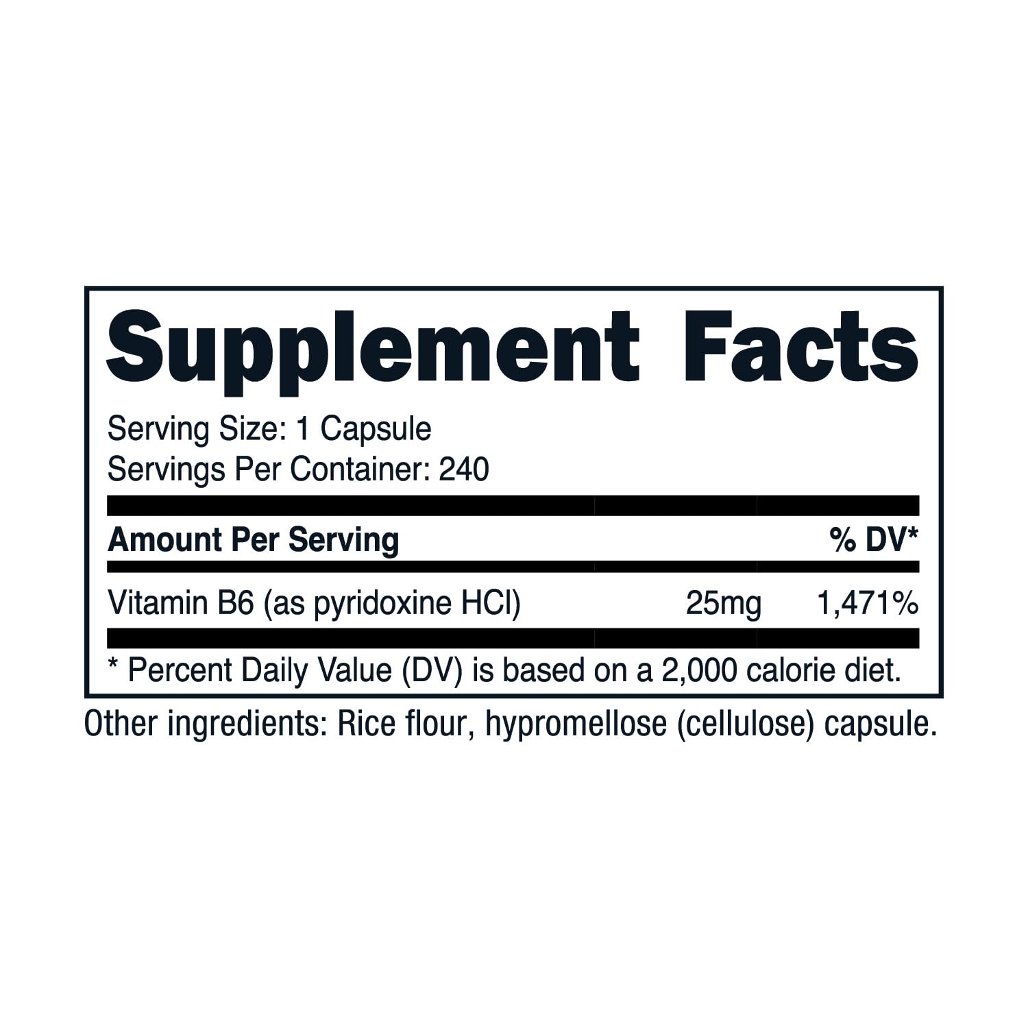 Foto 7 pulgar | Suplemento Nutricost De Vitamina B6 (piridoxina Hcl) 25 Mg 240 Cápsulas - Venta Internacional.