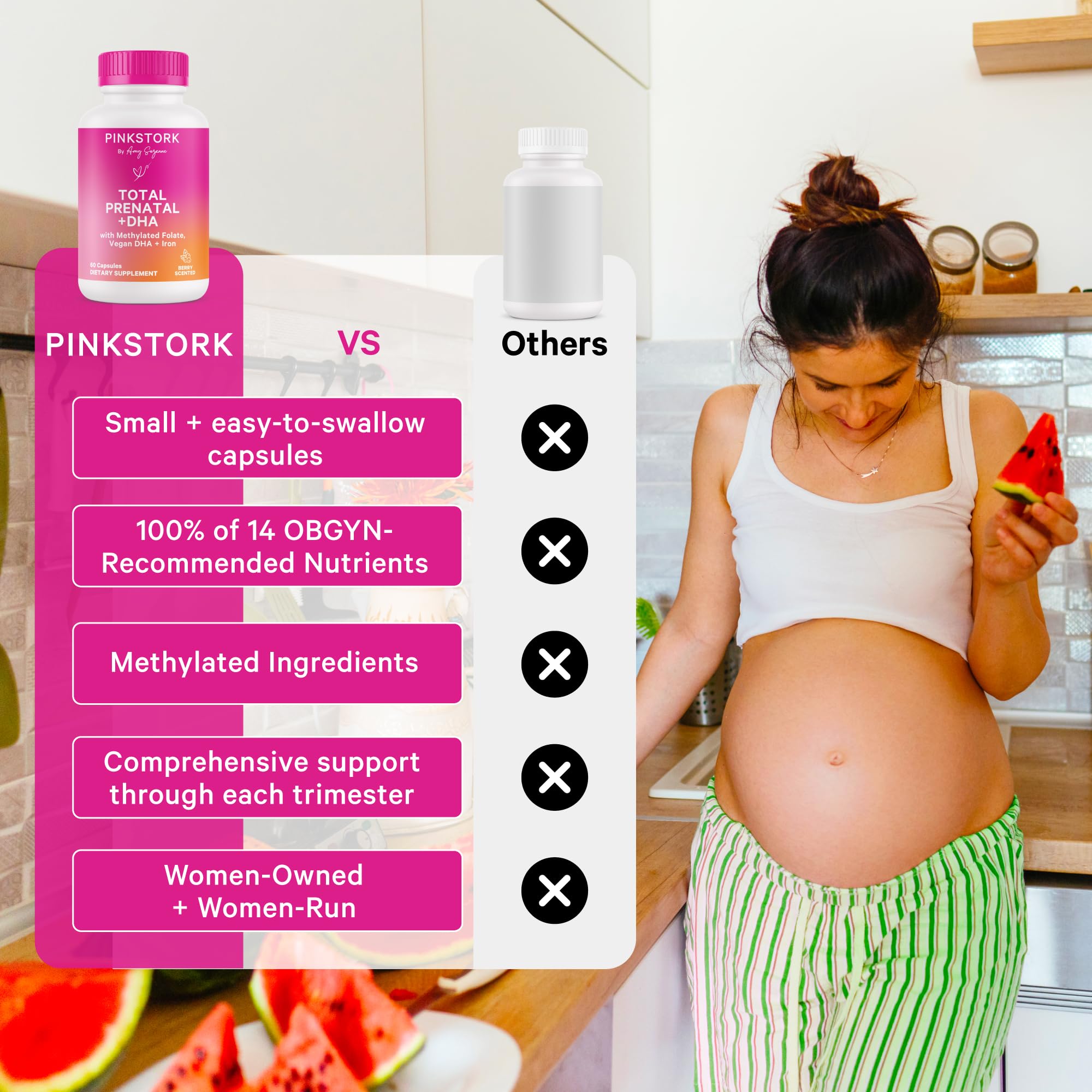 Foto 7 pulgar | Vitaminas Prenatales Pink Stork Total Con Dha, Folato Y Hierro, 60 Cápsulas - Venta Internacional.