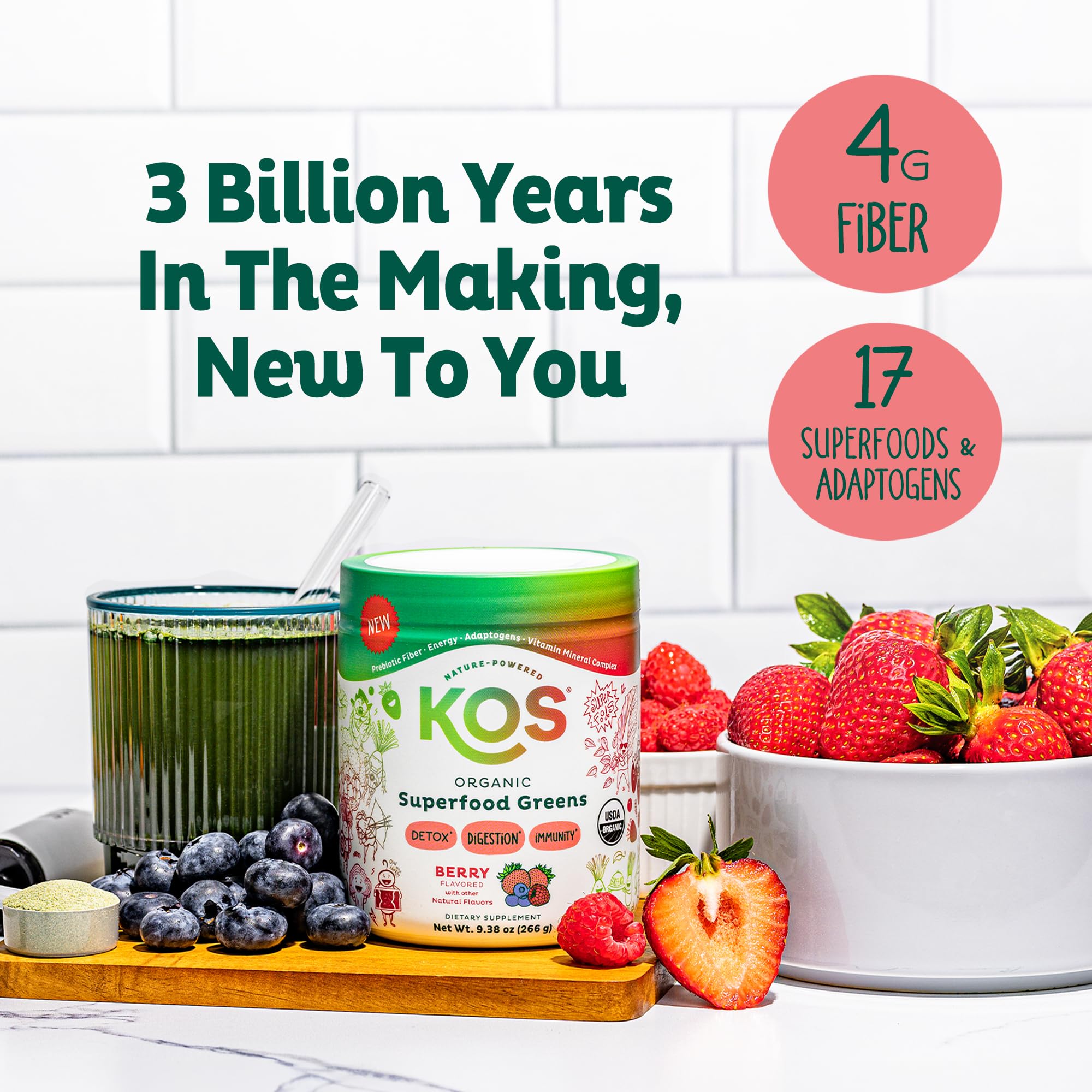 Foto 6 pulgar | Superfood Greens Powder Kos Organic Gut Health, 28 Porciones - Venta Internacional.