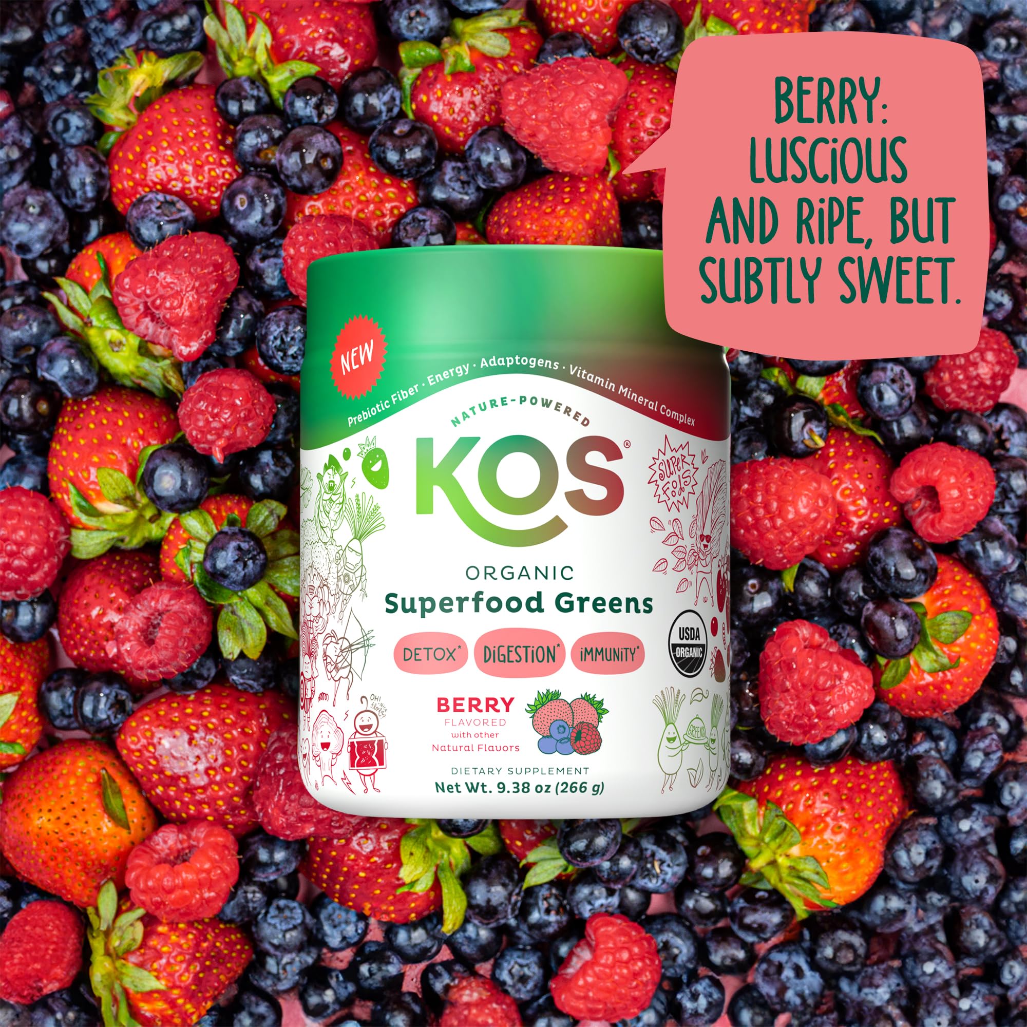 Foto 7 pulgar | Superfood Greens Powder Kos Organic Gut Health, 28 Porciones - Venta Internacional.