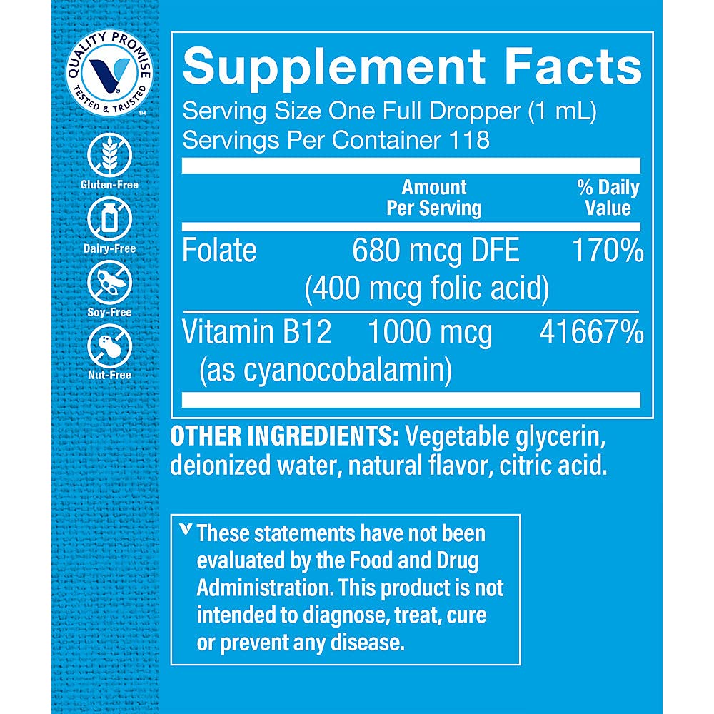 Foto 4 pulgar | Complemente La Vitamina B12 Líquida De The Vitamin Shoppe Con Ácido Fólico, Sabor A Frambuesa - Venta Internacional.