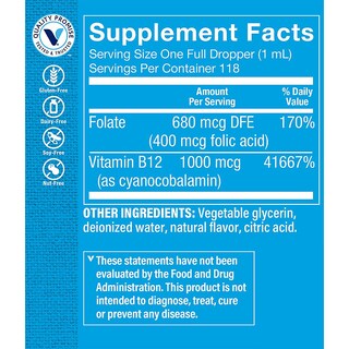 Foto 3 | Complemente La Vitamina B12 Líquida De The Vitamin Shoppe Con Ácido Fólico, Sabor A Frambuesa - Venta Internacional.