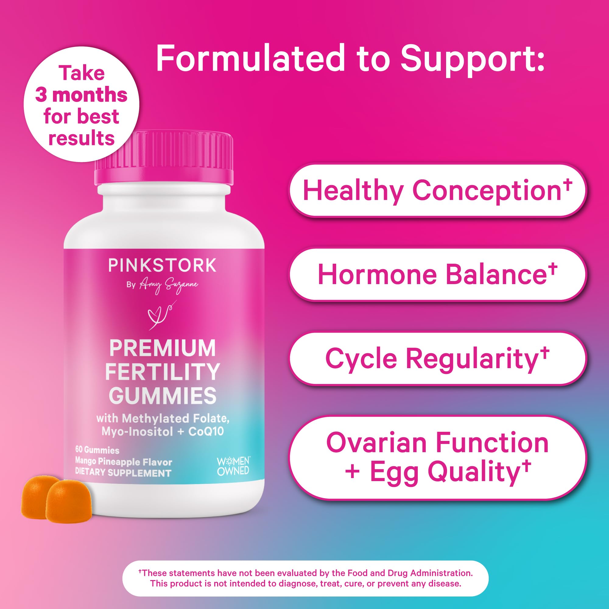 Foto 3 pulgar | Gomitas Fertility Pink Stork Premium Para Mujer 60 Unidades - Venta Internacional.