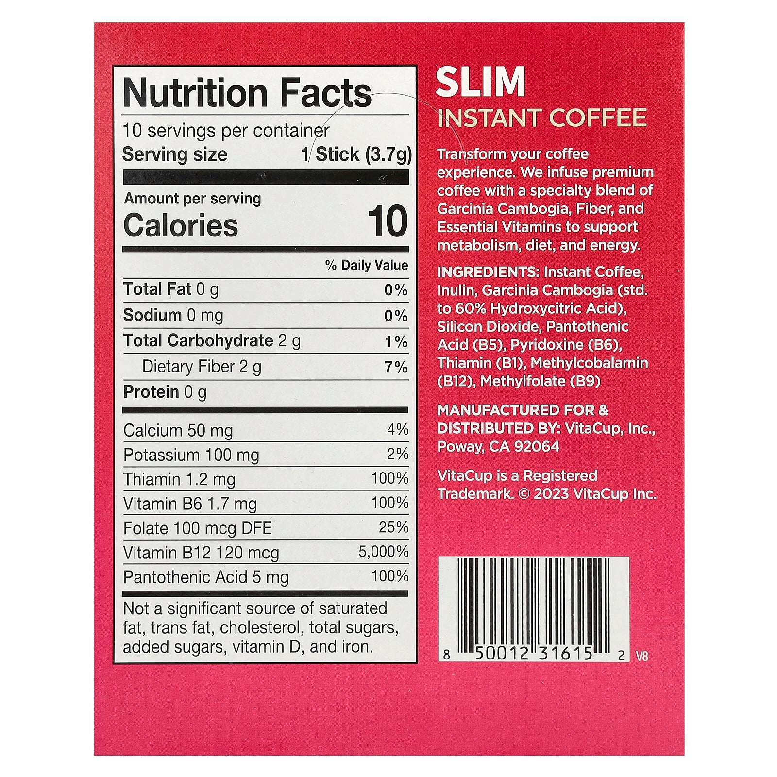 Foto 3 pulgar | Café Vitacup Slim Instant Medium Toast, 10 Barras, 3,7 G - Venta Internacional.