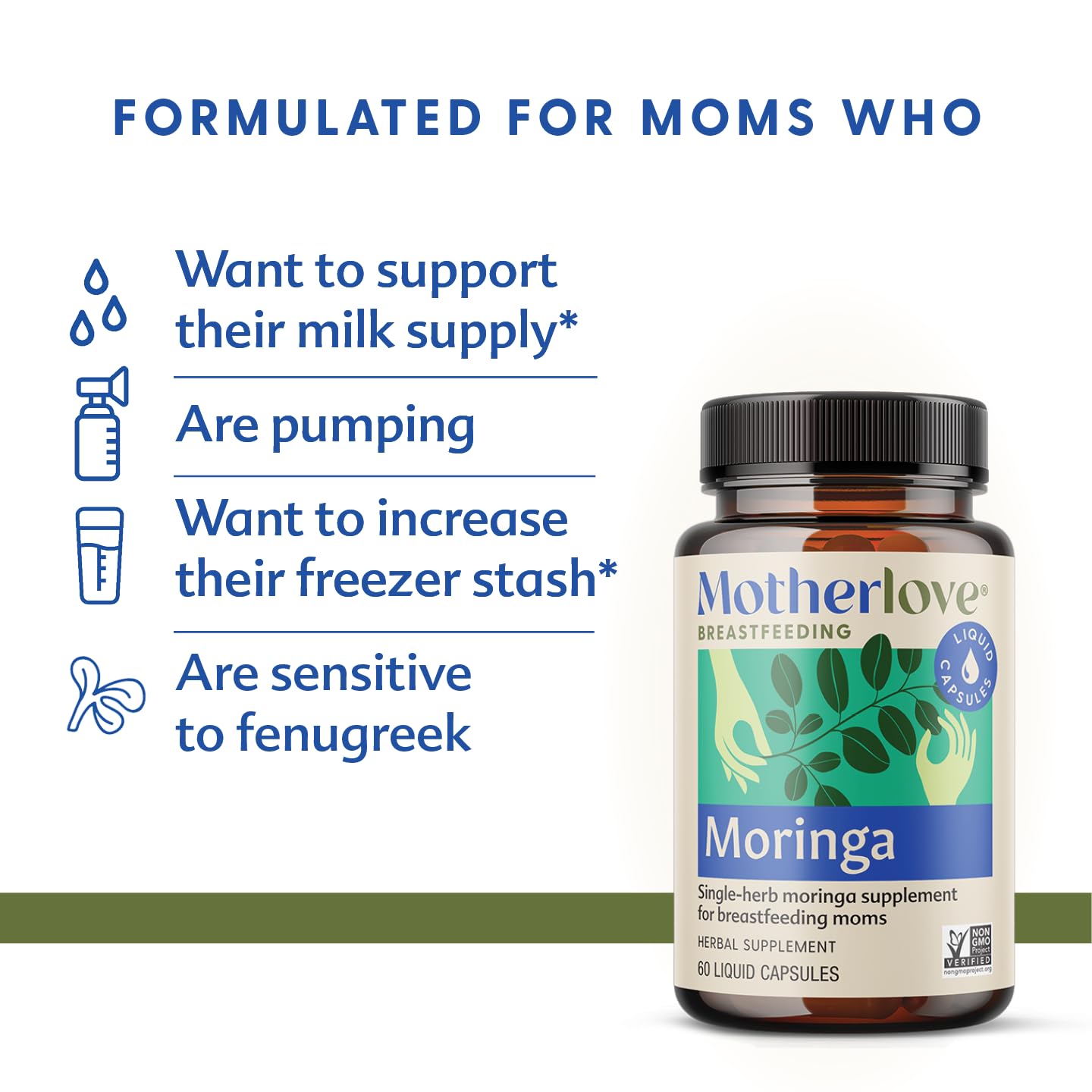 Foto 2 | Suplemento De Lactancia Motherlove Moringa 60 Cápsulas Líquidas - Venta Internacional.