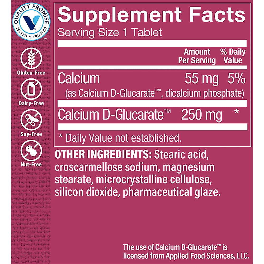 Foto 4 pulgar | Suplemento The Vitamin Shoppe D-glucarato De Calcio 250 Mg 60 Comprimidos - Venta Internacional.