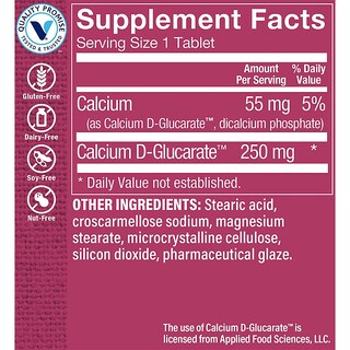 Foto 3 | Suplemento The Vitamin Shoppe D-glucarato De Calcio 250 Mg 60 Comprimidos - Venta Internacional.
