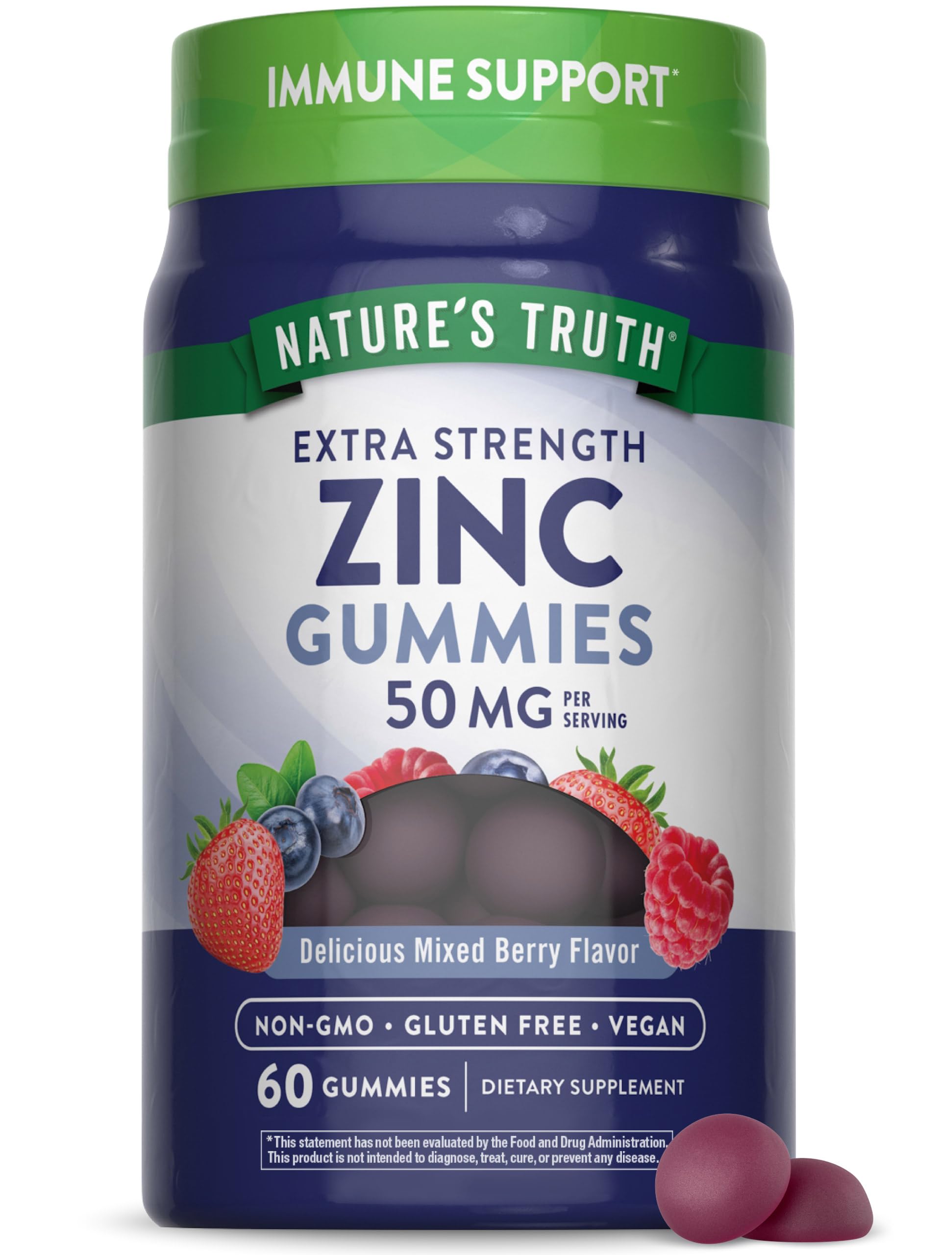 Foto 2 pulgar | Suplemento De Gomitas De Zinc Nature's Truth, 50 Mg, 60 Unidades, Para Adultos - Venta Internacional.