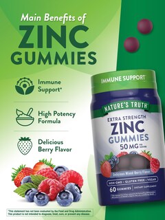 Foto 5 | Suplemento De Gomitas De Zinc Nature's Truth, 50 Mg, 60 Unidades, Para Adultos - Venta Internacional.