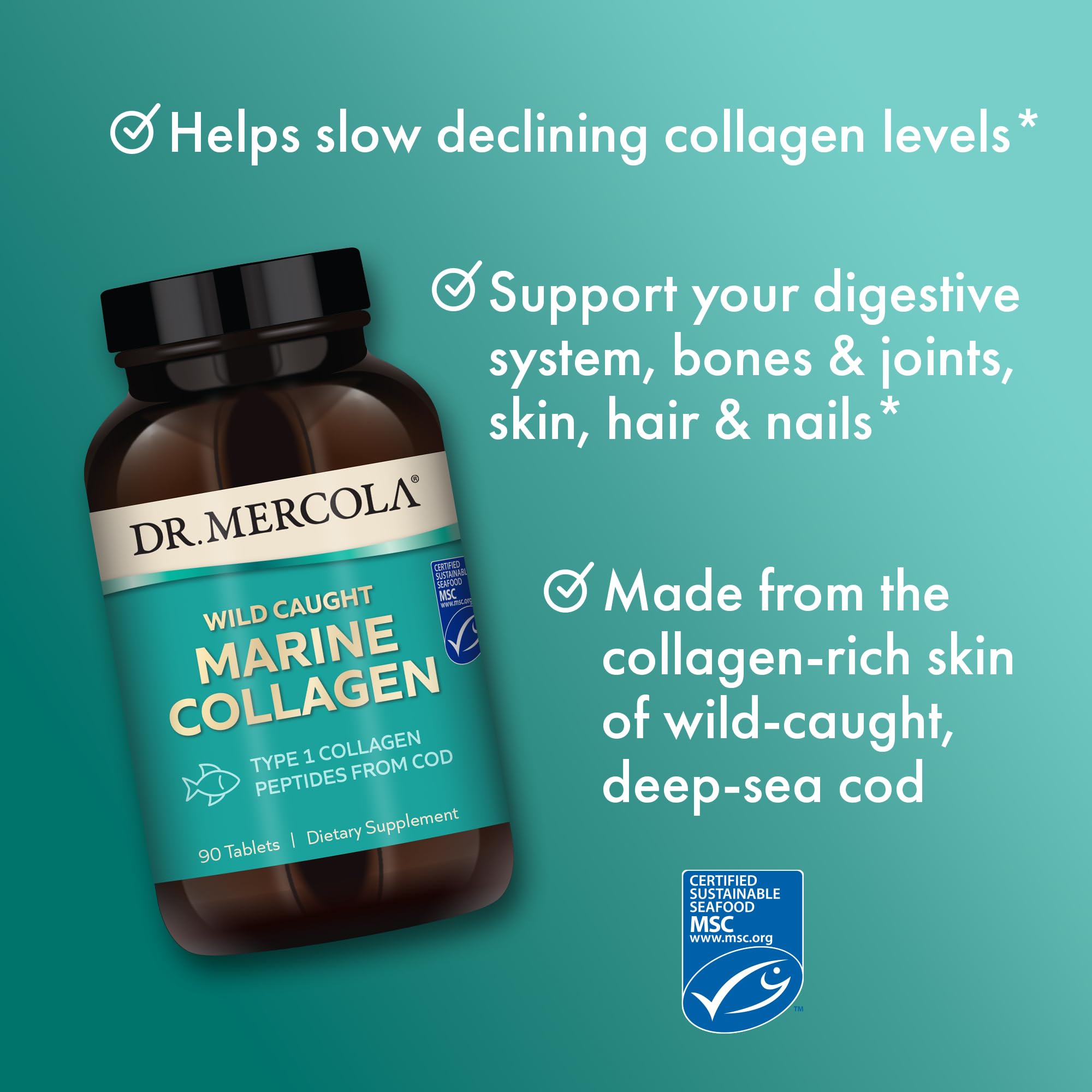 Foto 5 pulgar | Suplemento Dr. Mercola Wild Caught Marine Collagen 90 Comprimidos - Venta Internacional.