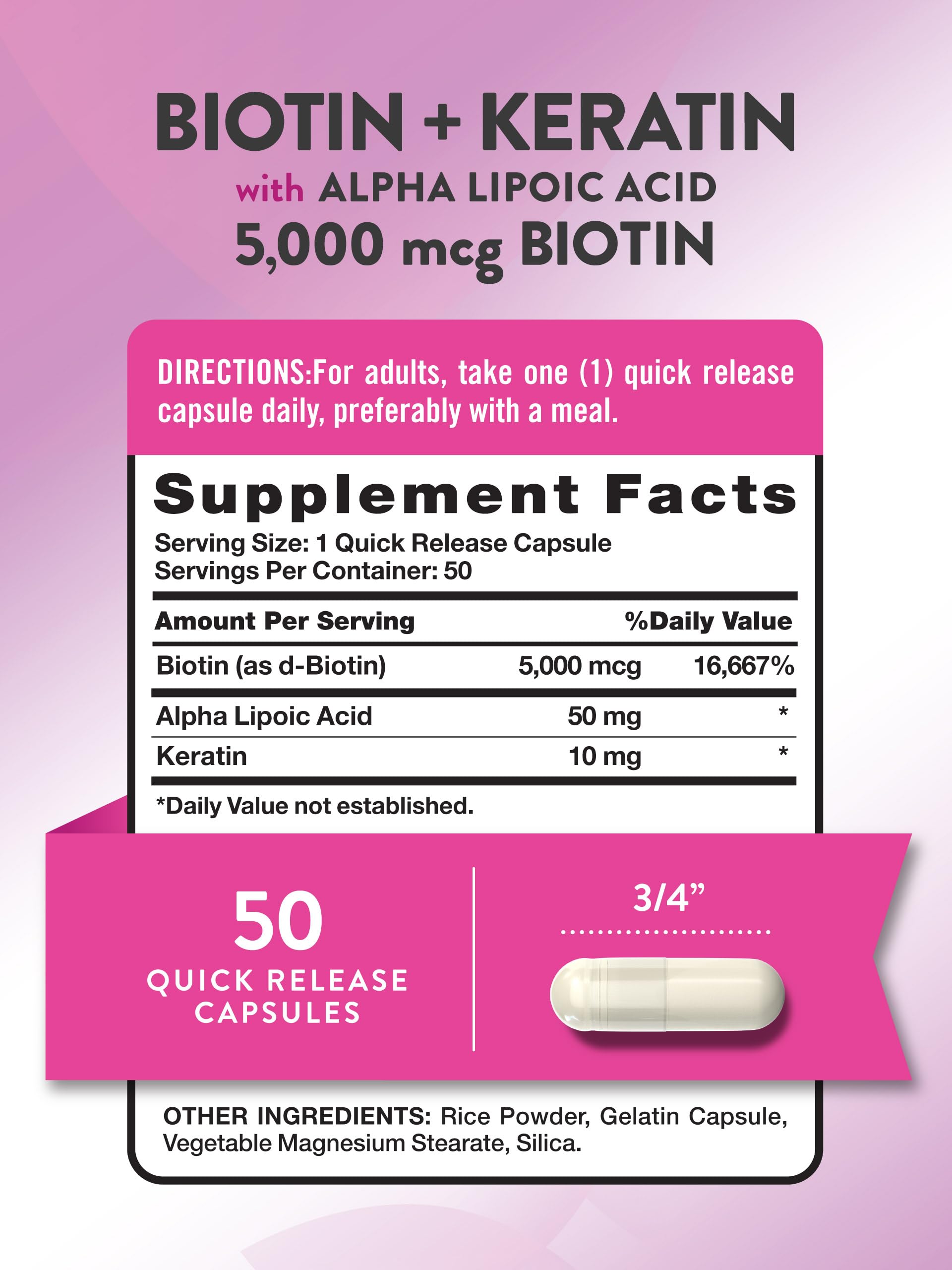Foto 2 | Suplemento De Biotina Nature's Truth De 5000 Mcg Con Queratina 50 Cápsulas - Venta Internacional.