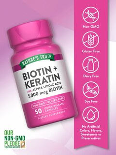 Foto 3 | Suplemento De Biotina Nature's Truth De 5000 Mcg Con Queratina 50 Cápsulas - Venta Internacional.