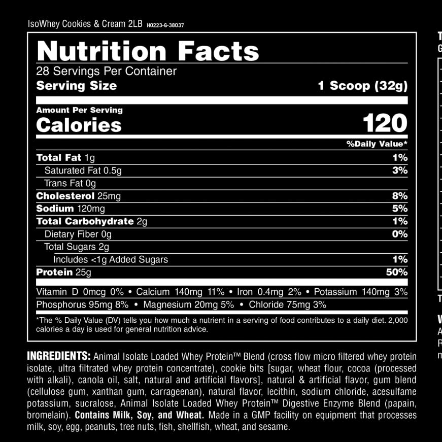 Foto 8 pulgar | Proteína En Polvo Animal Whey Isolate, 907 G, Galletas Y Crema - Venta Internacional.
