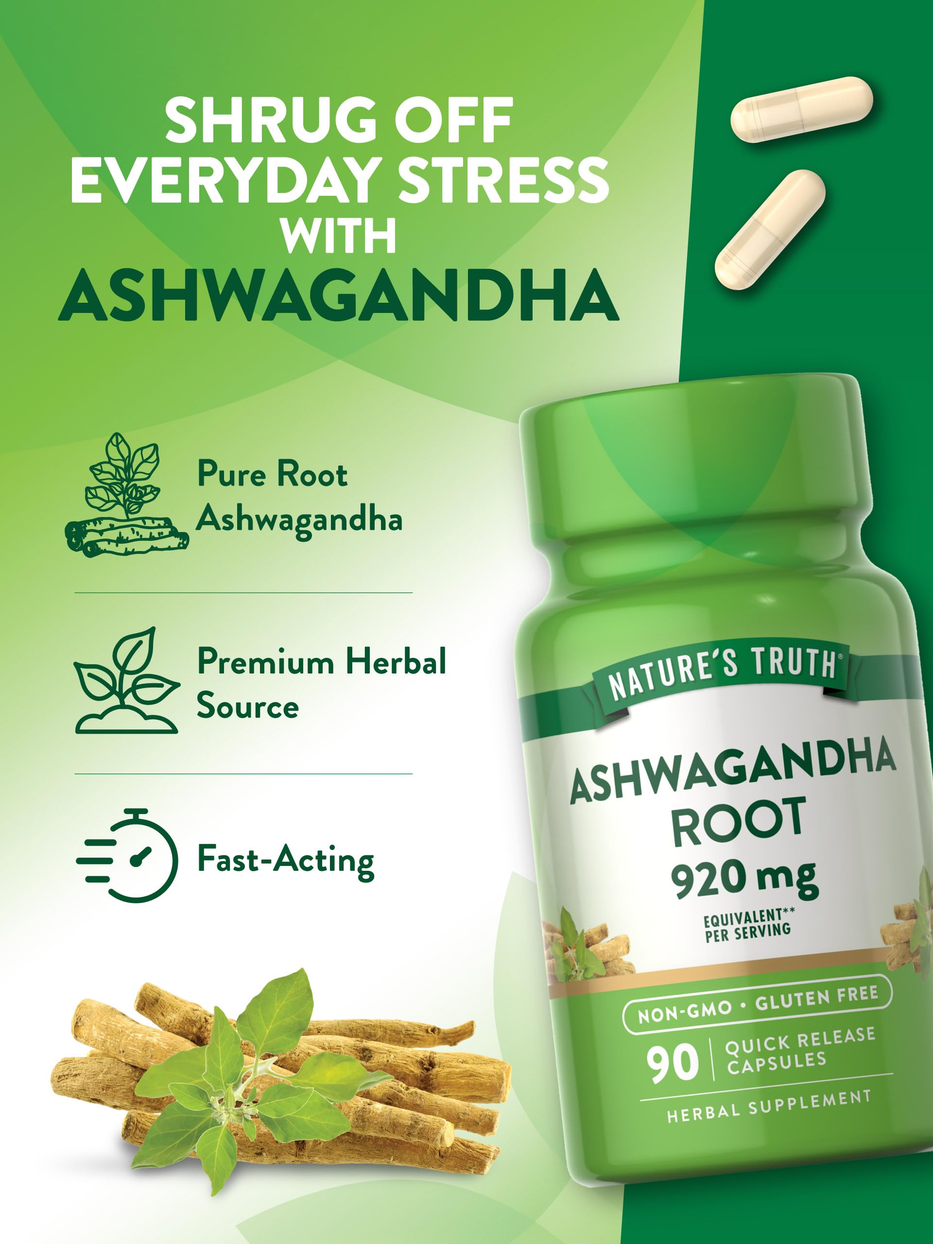Foto 6 pulgar | Cápsulas De Suplemento Nature's Truth Ashwagandha 920 Mg 90 Unidades - Venta Internacional.