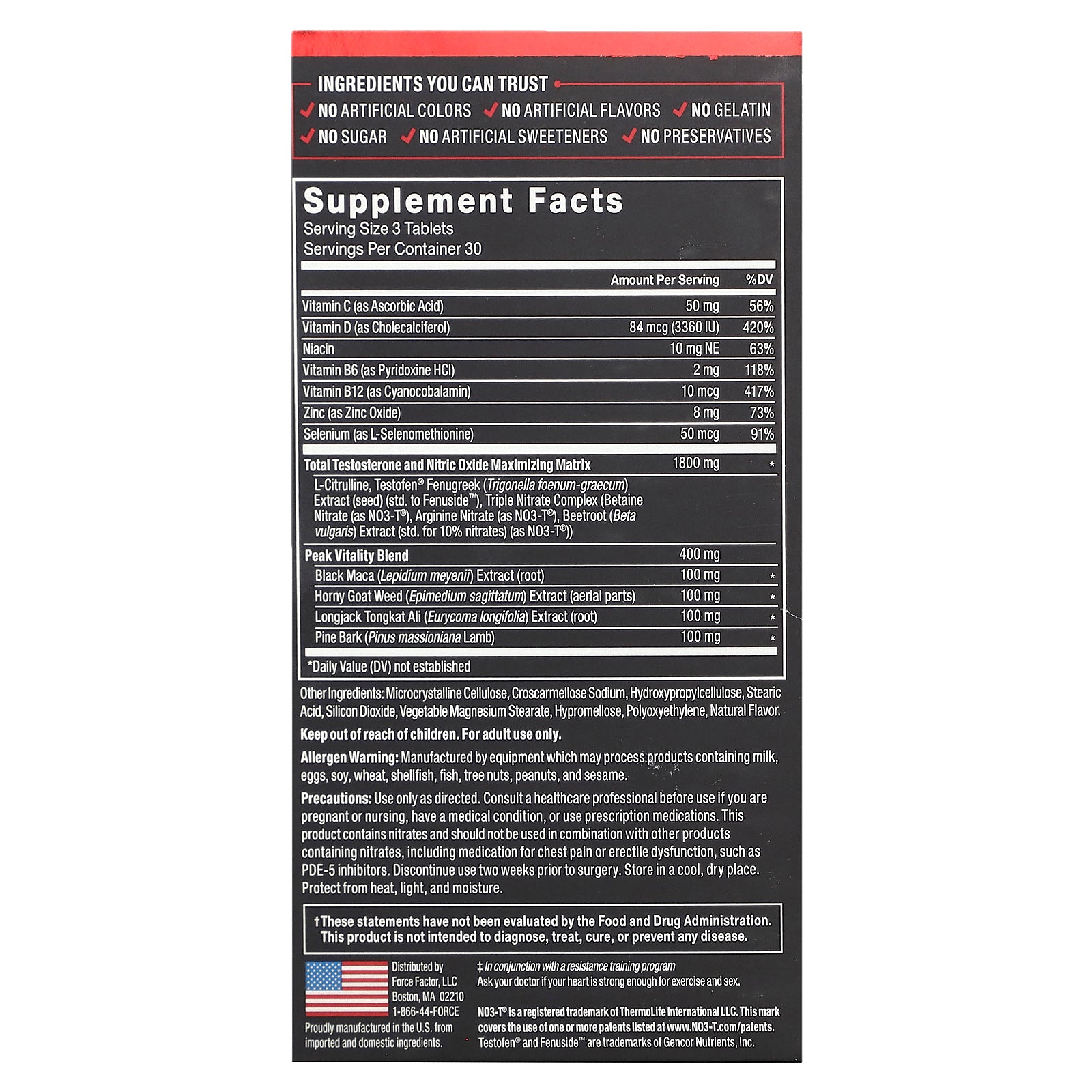 Foto 3 pulgar | Suplemento Force Factor Test X180 V2 Total Testosterone 90 Comprimidos - Venta Internacional.