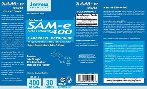 Foto 4 pulgar | Suplemento Jarrow Formulas Sam-e 400 Mg 30 Comprimidos - Venta Internacional.