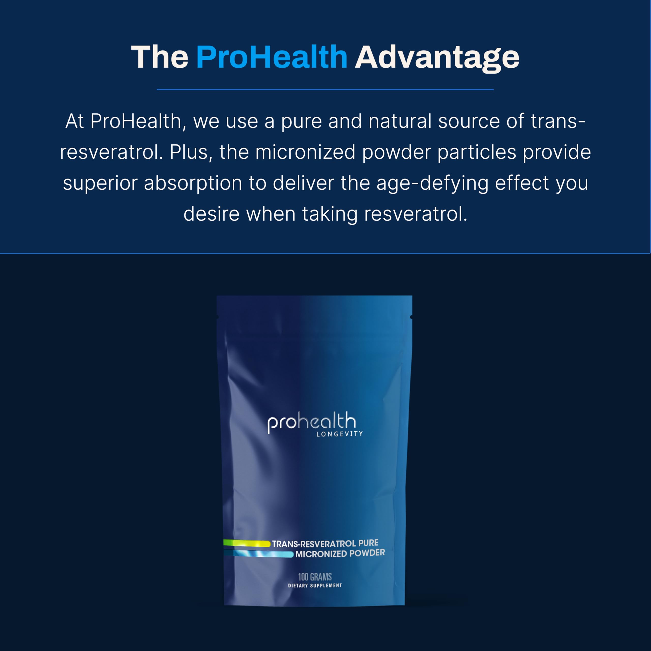 Foto 5 pulgar | Suplemento Prohealth Longevity Bulk Trans Resveratrol 100 G - Venta Internacional.
