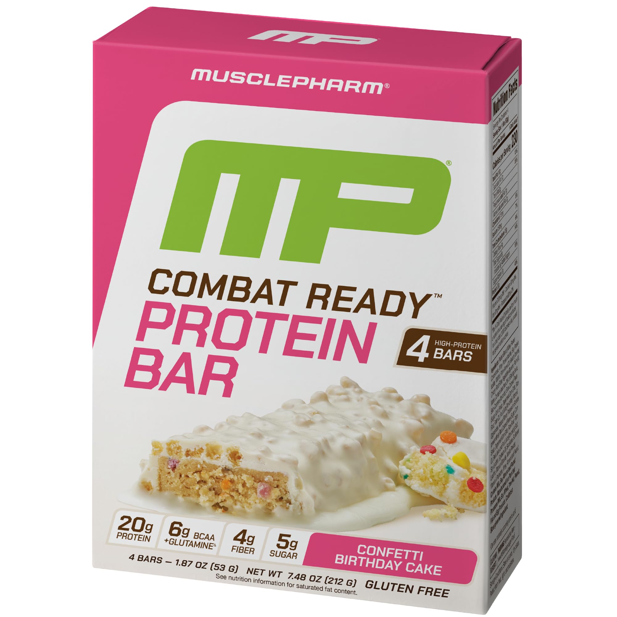 Pastel De Confeti Protein Bar Musclepharm Combat Ready, 80 G, 4 Barras - Venta Internacional.