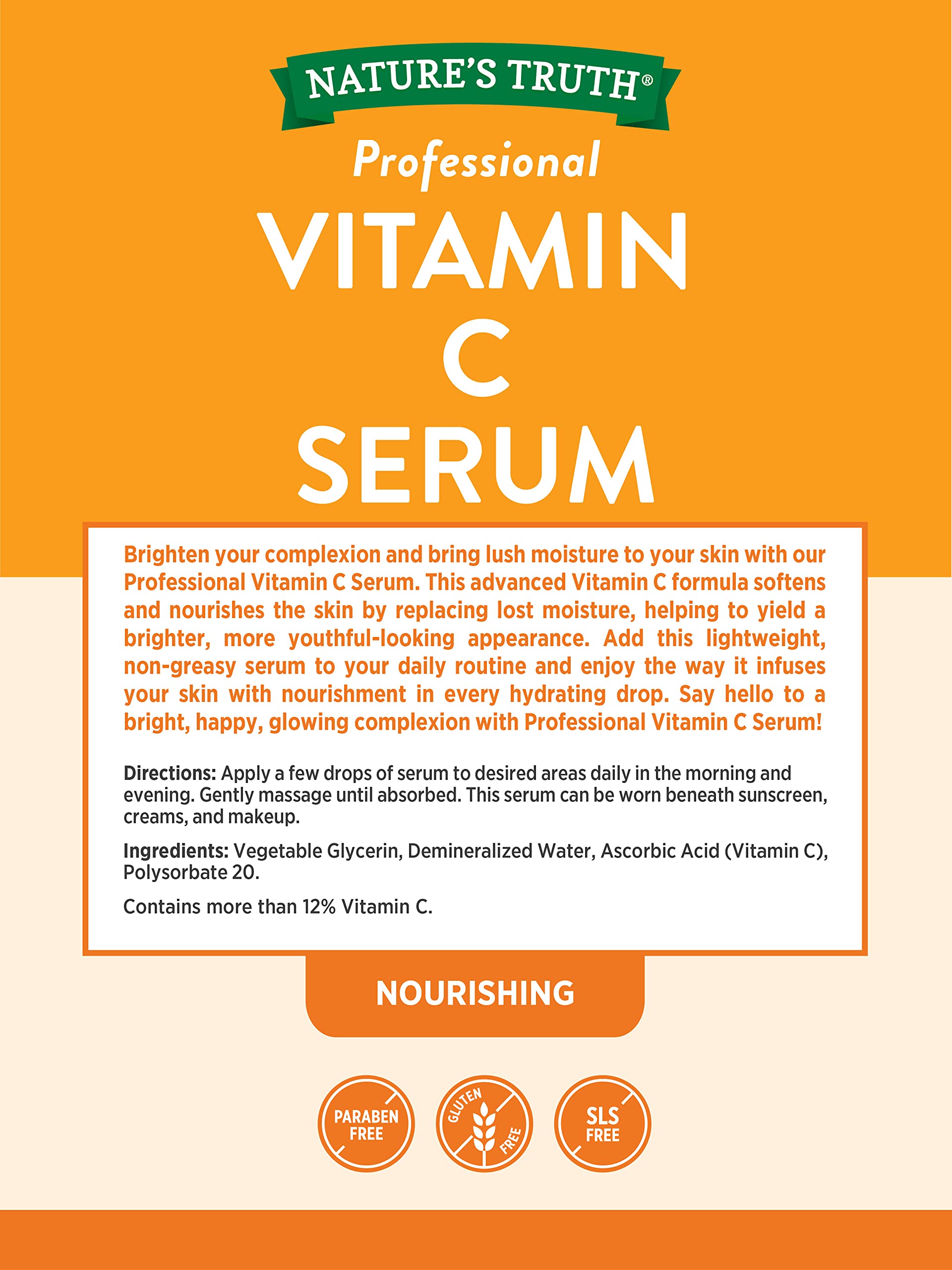 Foto 3 pulgar | Sérum De Vitamina C Nature's Truth, Nutritivo, 60 Ml, Para Rostro Y Piel - Venta Internacional.