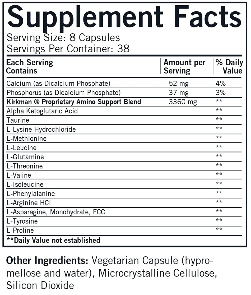 Foto 3 pulgar | Suplemento Kirkman Amino Support Capsules 304 Cápsulas - Venta Internacional.