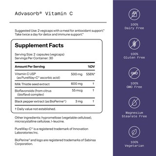 Foto 2 | Suplemento Quality Of Life Con Vitamina C Advasorb , 60 Cápsulas Vegetarianas - Venta Internacional.
