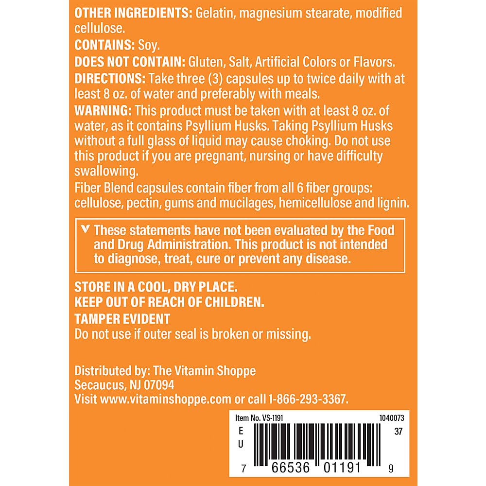 Foto 4 | Complementa La Mezcla De Fibra Vitamin Shoppe, 300 Cápsulas - Venta Internacional.