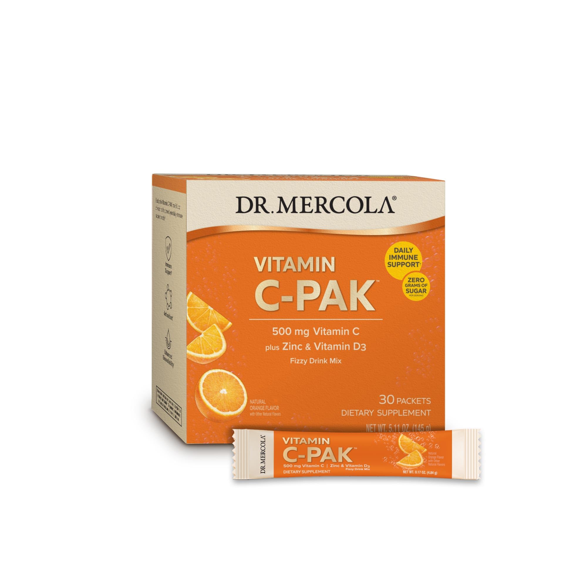 Foto 2 pulgar | Suplemento Dr. Mercola De Vitamina C-pak De 500 Mg Con Zinc Y D3 30s - Venta Internacional.