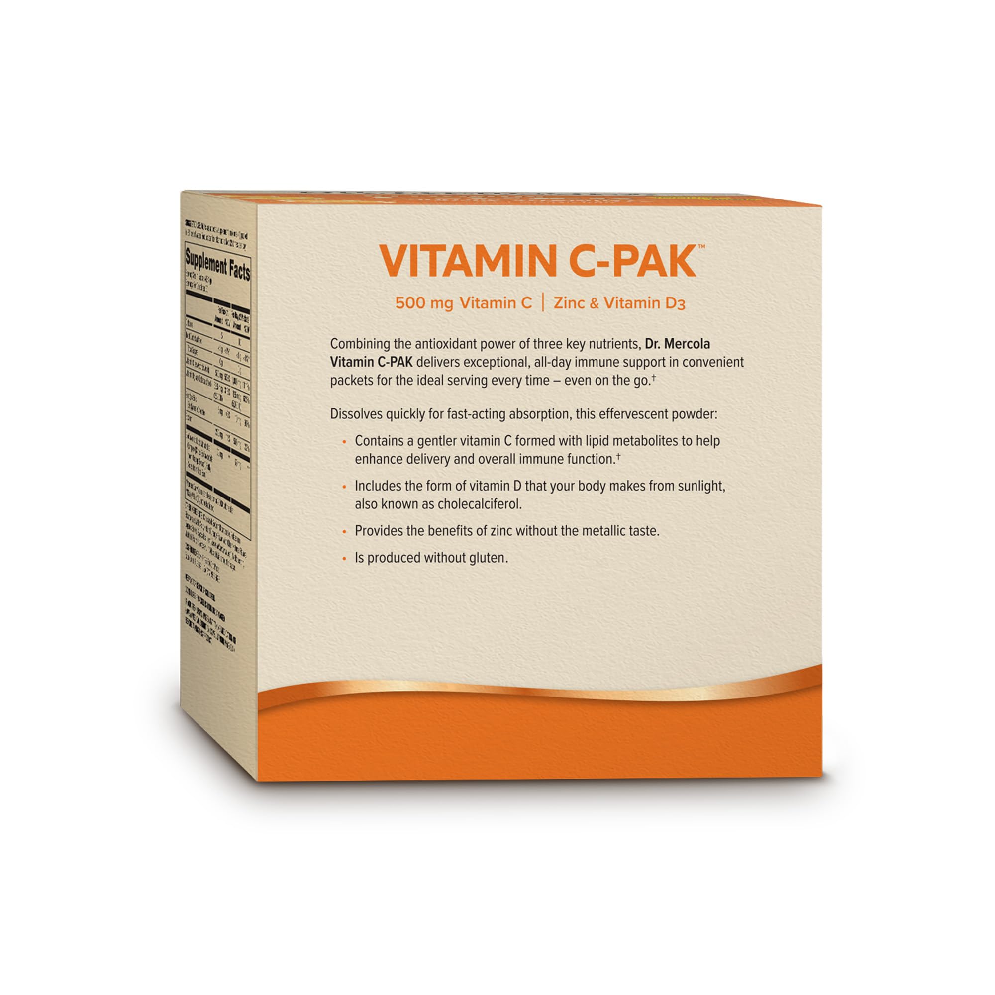 Foto 3 pulgar | Suplemento Dr. Mercola De Vitamina C-pak De 500 Mg Con Zinc Y D3 30s - Venta Internacional.