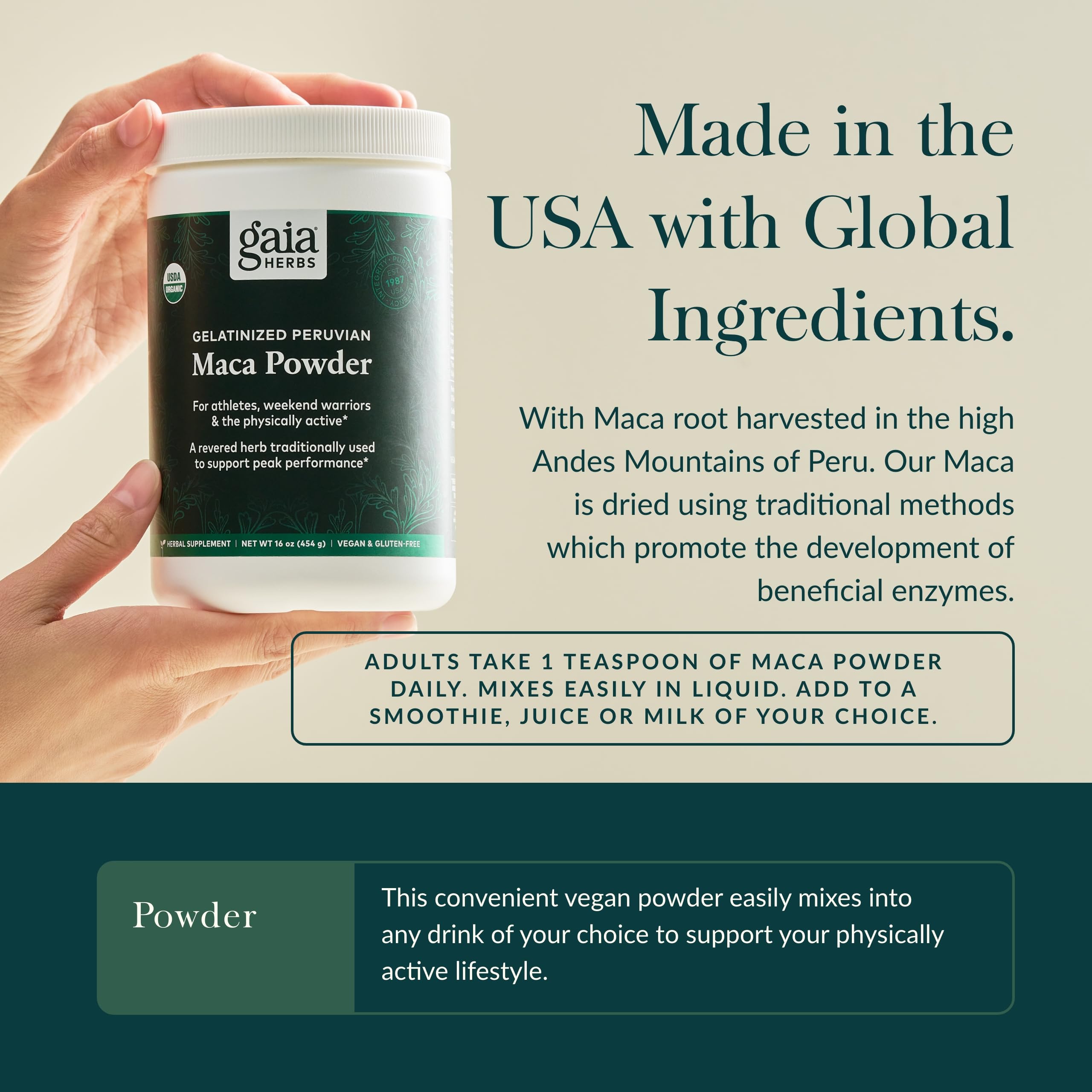 Foto 5 pulgar | Suplemento Gaia Herbs Maca En Polvo Natural Energy 400 G - Venta Internacional.