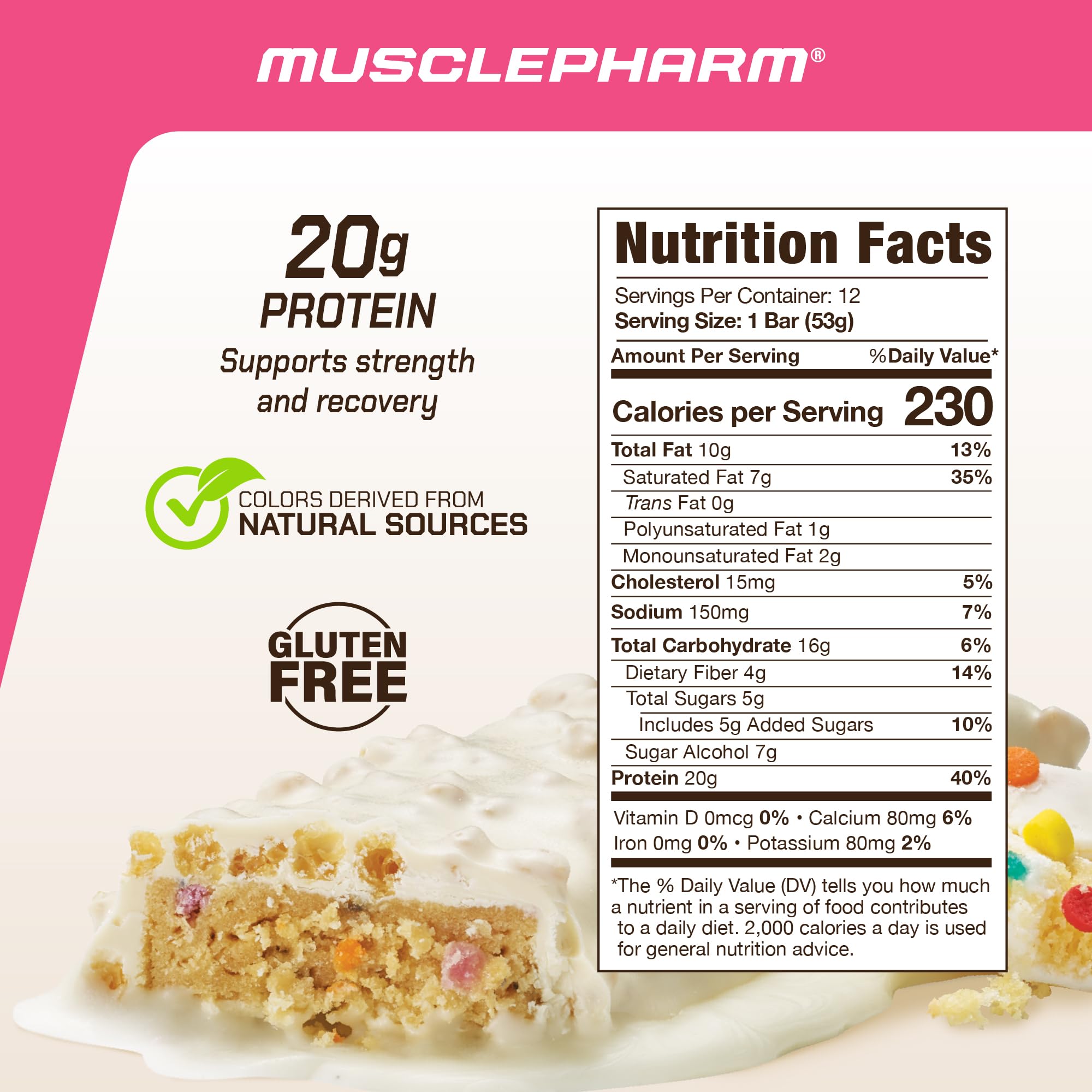 Foto 3 pulgar | Protein Bar Musclepharm Combat Ready, Tarta De Confeti, 20 G De Proteína - Venta Internacional.