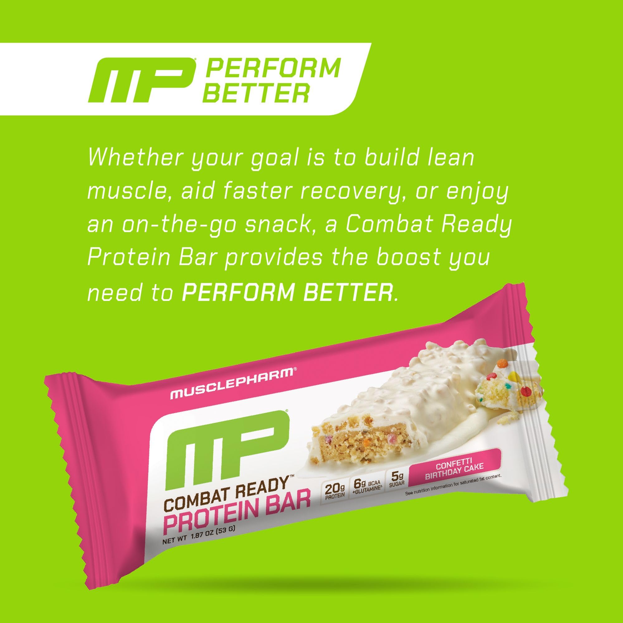 Foto 5 pulgar | Protein Bar Musclepharm Combat Ready, Tarta De Confeti, 20 G De Proteína - Venta Internacional.