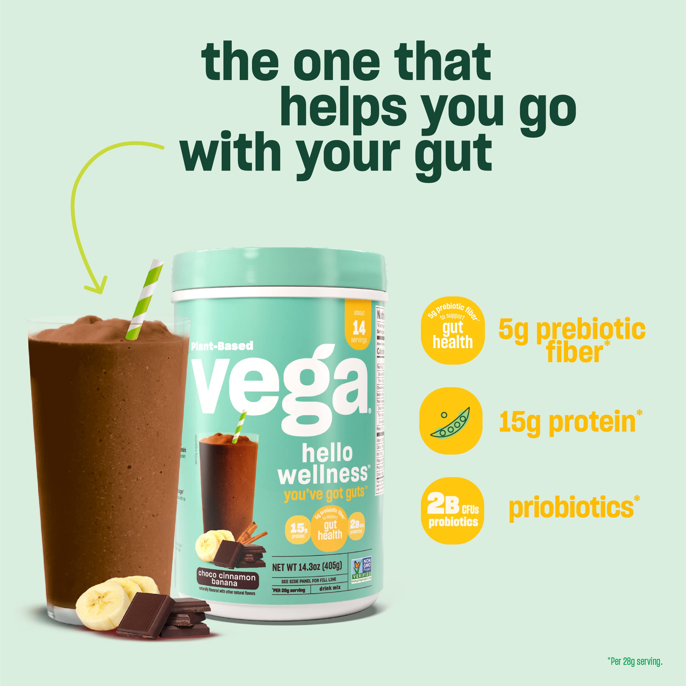Foto 6 pulgar | Proteína En Polvo Vega Hello Wellness You've Got Guts 400 Ml - Venta Internacional.