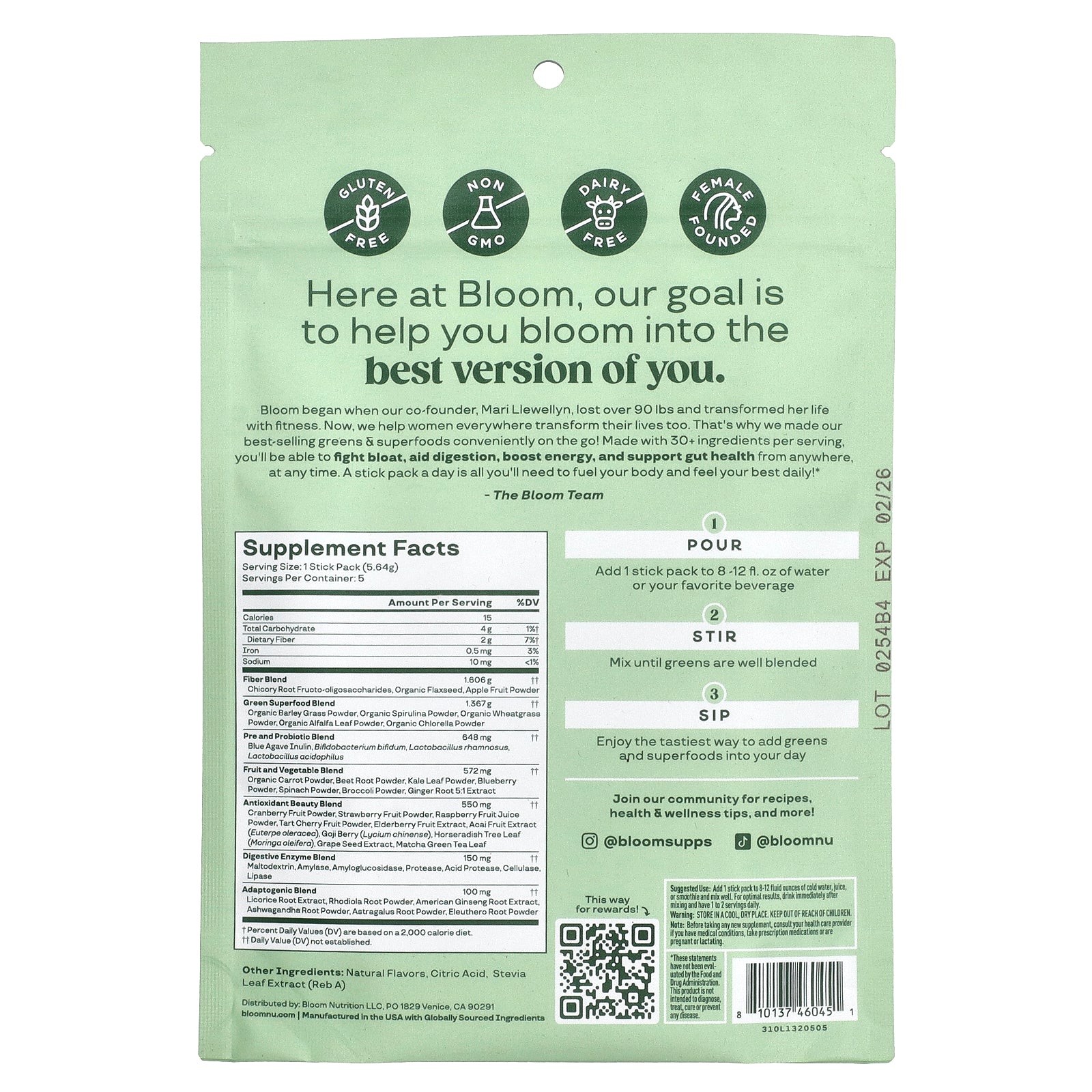 Foto 3 pulgar | Paquetes De 5 Barras De Mango Supplement Bloom Greens & Superfoods - Venta Internacional.