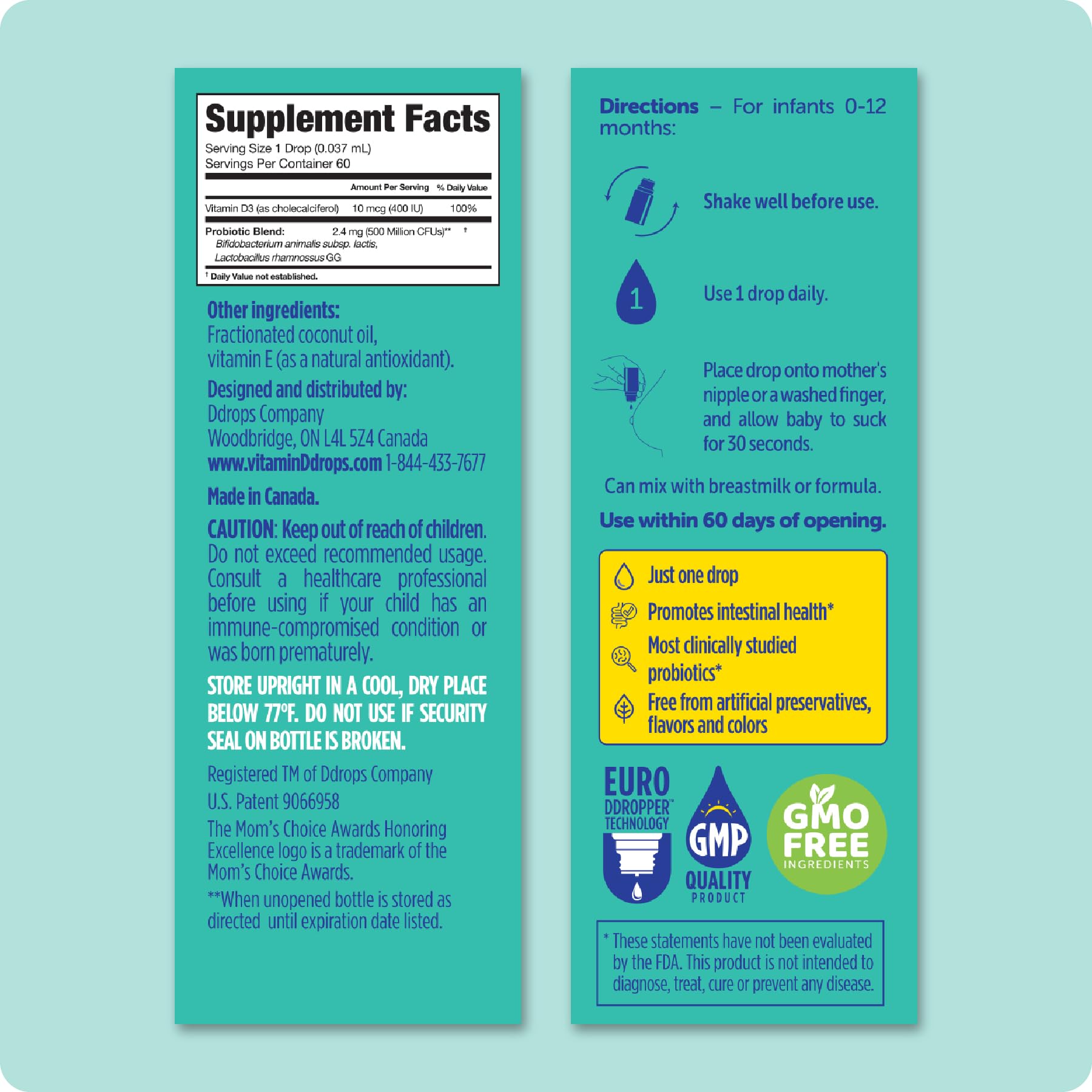 Foto 4 pulgar | Probiótico Para Bebés Con Vitamina D En Gotas 60 Gotas Para Recién Nacidos - Venta Internacional.