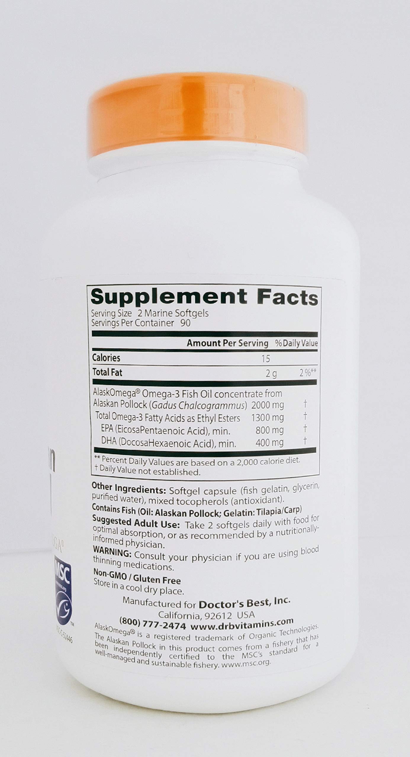 Foto 3 pulgar | Aceite Puro De Pescado Salvaje De Alaska Supplement Doctor's Best 180 Cápsulas Blandas - Venta Internacional.