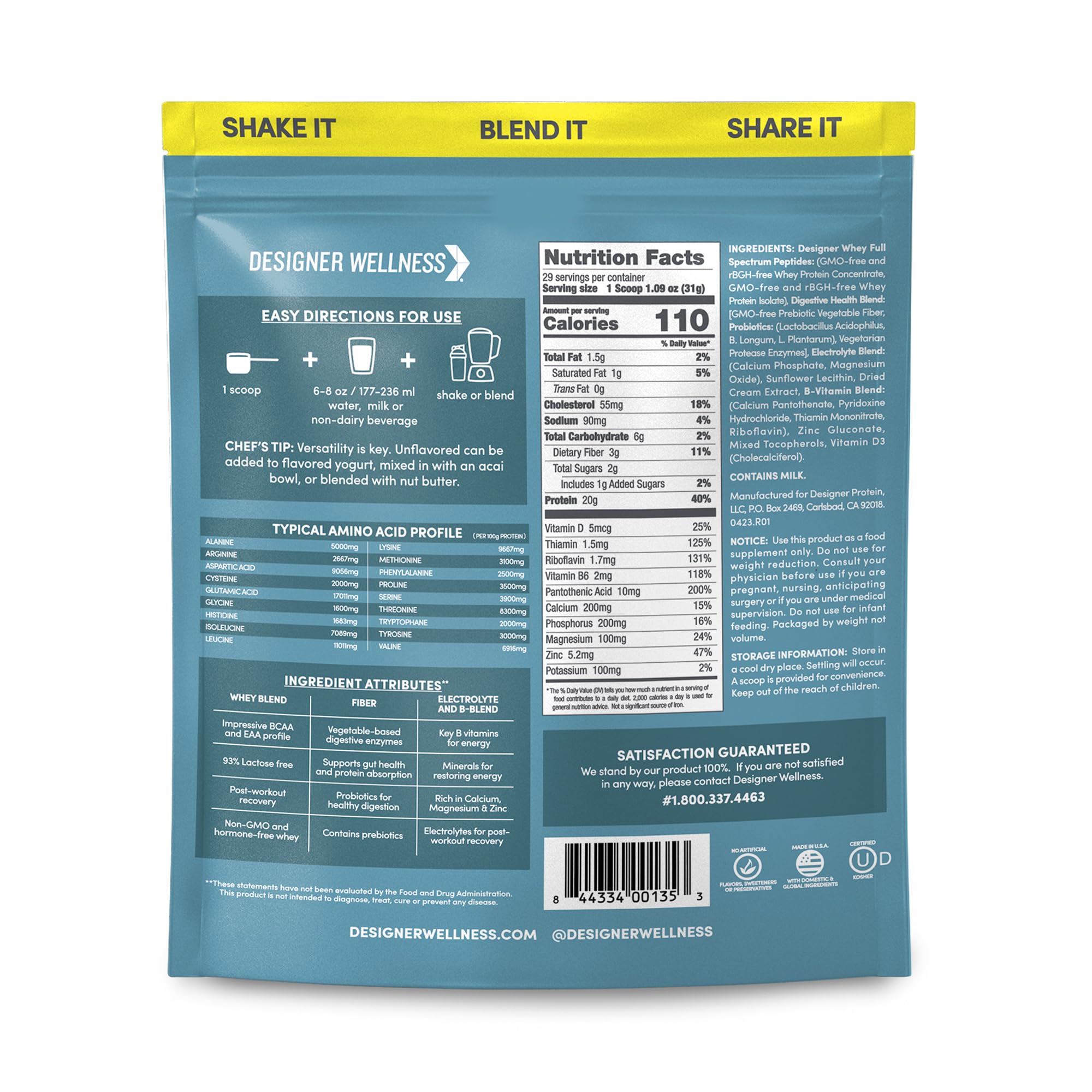 Foto 3 pulgar | Whey Protein Powder Designer Wellness Designer Whey, 2 Kg - Venta Internacional.