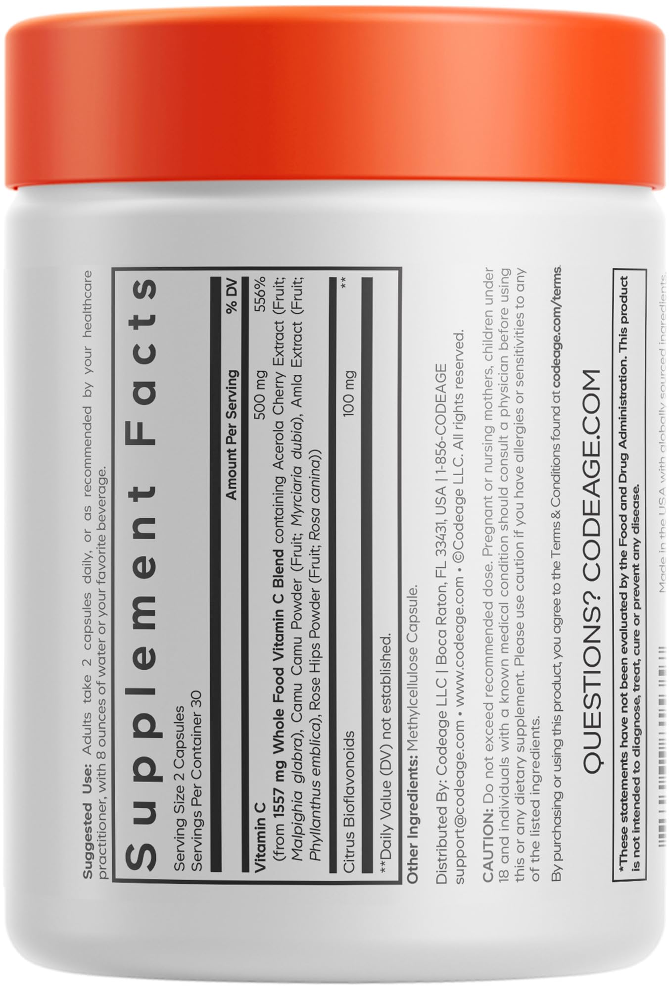 Foto 2 | Suplemento De Vitamina C Para Alimentos Integrales Codeage, 500 Mg, 60 Cápsulas - Venta Internacional.