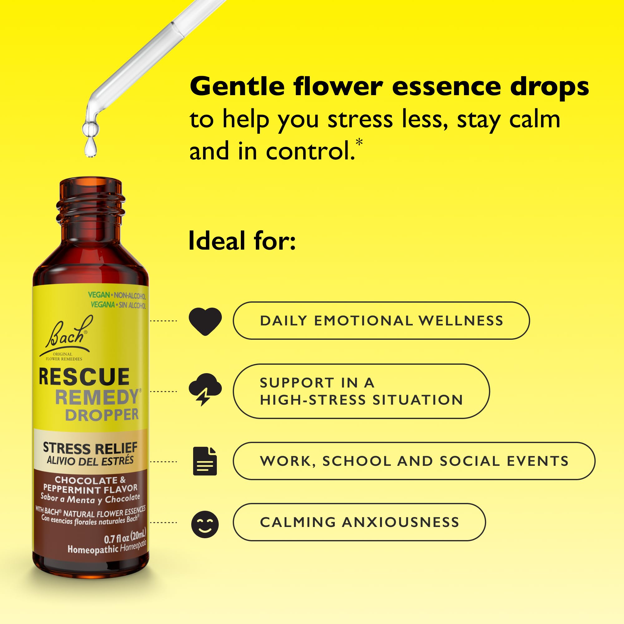 Foto 5 pulgar | Remedio De Rescate Para Aliviar El Estrés, Chocolate Y Menta, 20 Ml - Venta Internacional.
