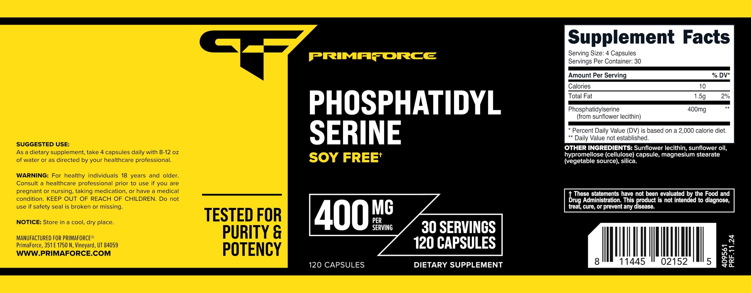 Foto 6 pulgar | Suplemento Primaforce De Fosfatidilserina 400 Mg 120 Cápsulas - Venta Internacional.