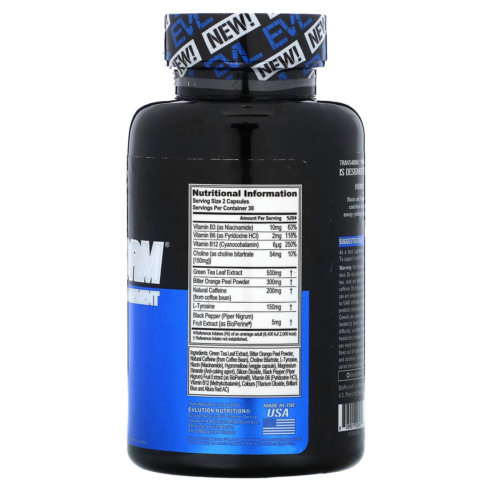 Foto 3 pulgar | Suplemento Evolution Nutrition Trans4orm 60 Cápsulas Vegetarianas - Venta Internacional.