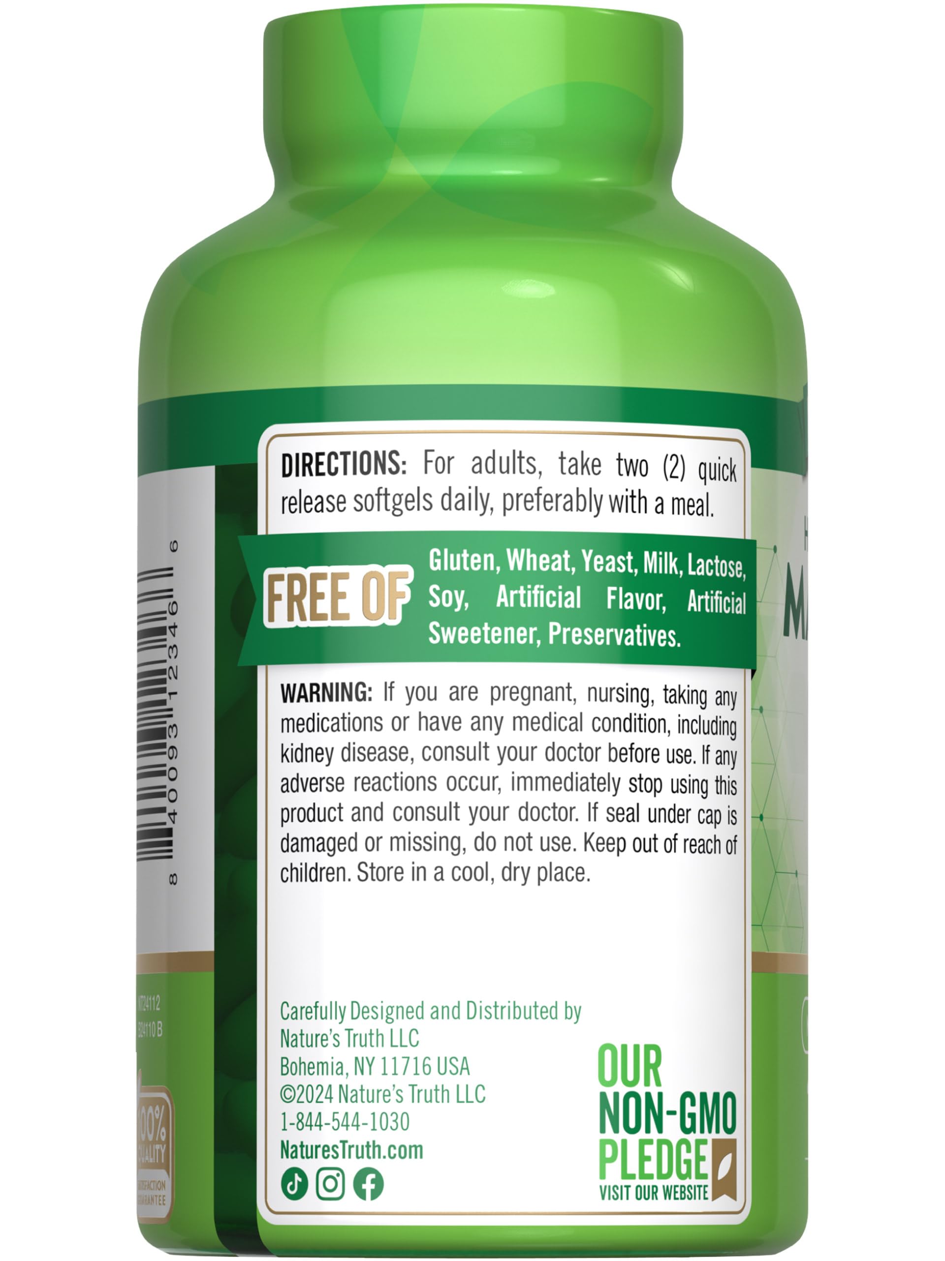 Foto 7 | Suplemento Nature's Truth De Citrato De Magnesio 250 Mg 120 Cápsulas Blandas - Venta Internacional.