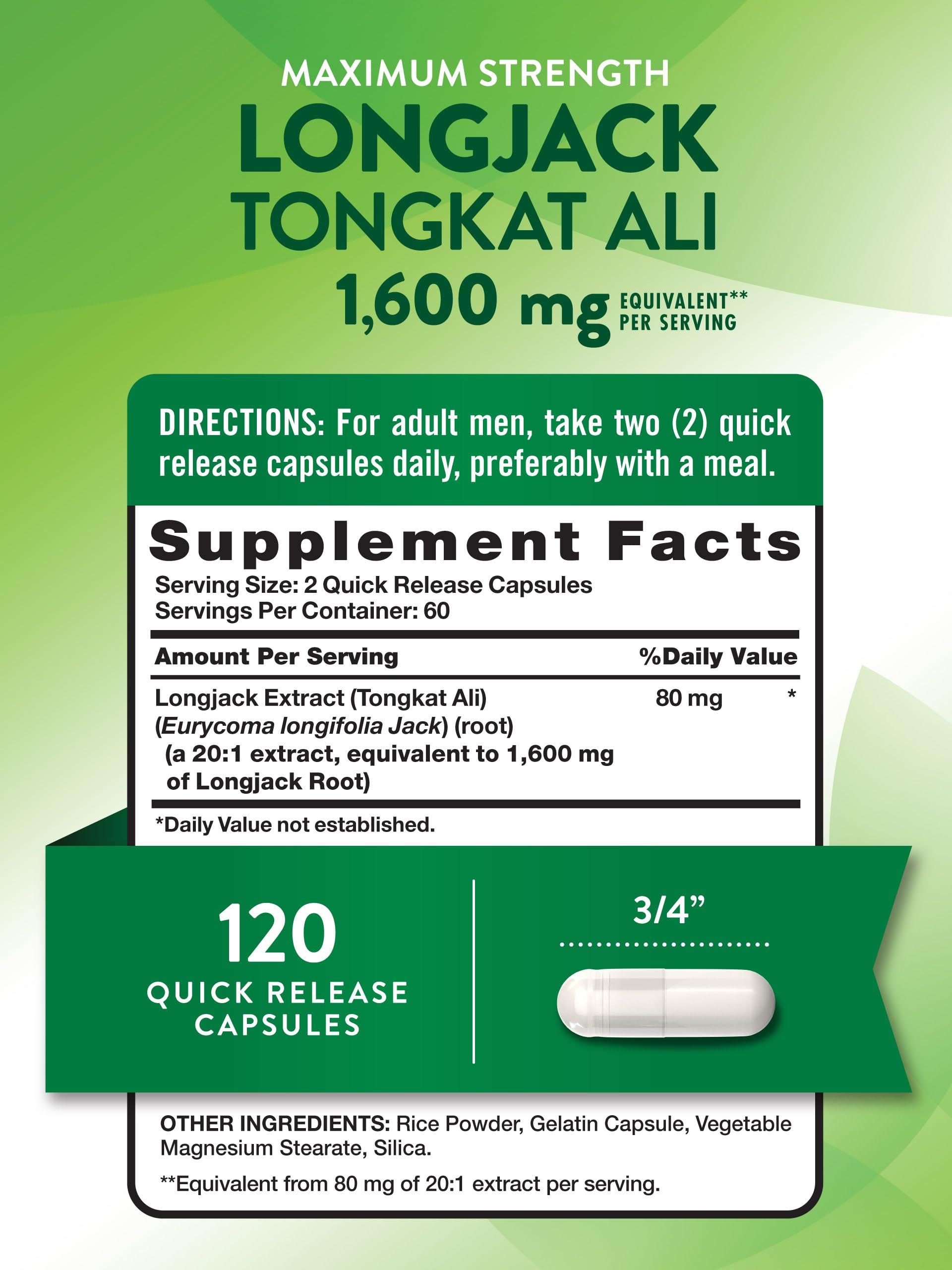 Foto 2 | Suplemento Nature's Truth Longjack Tongkat Ali 1600 Mg 120 Cápsulas - Venta Internacional.