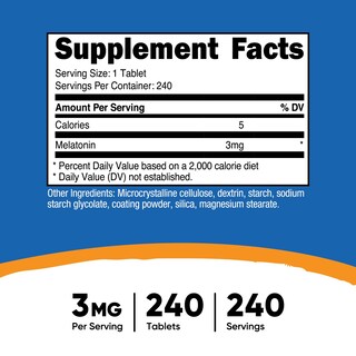 Foto 2 | Suplemento Nutricost De Melatonina, 3 Mg, 240 Comprimidos Sin Ogm - Venta Internacional.