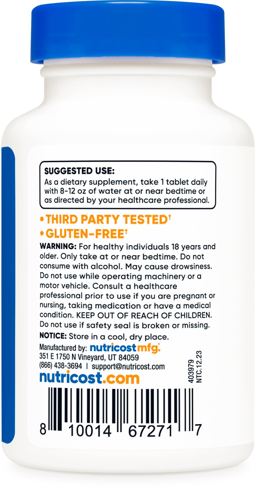 Foto 4 | Suplemento Nutricost De Melatonina, 3 Mg, 240 Comprimidos Sin Ogm - Venta Internacional.