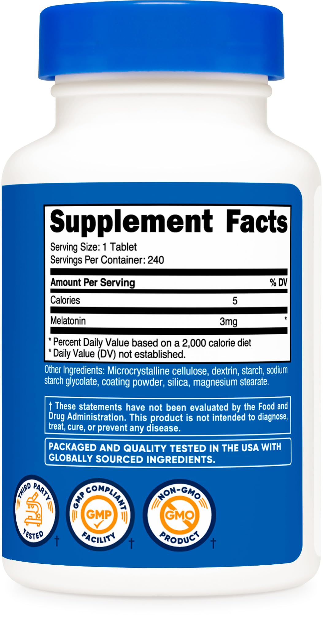Foto 5 | Suplemento Nutricost De Melatonina, 3 Mg, 240 Comprimidos Sin Ogm - Venta Internacional.